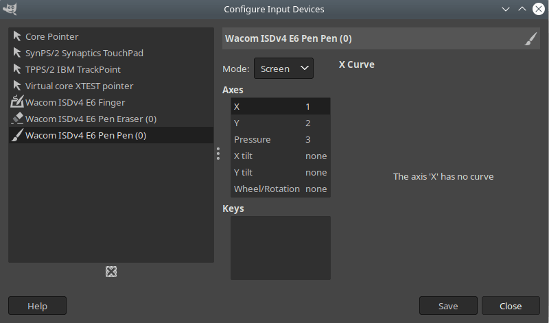 Enable the devices of the stylus by setting their mode to Screen